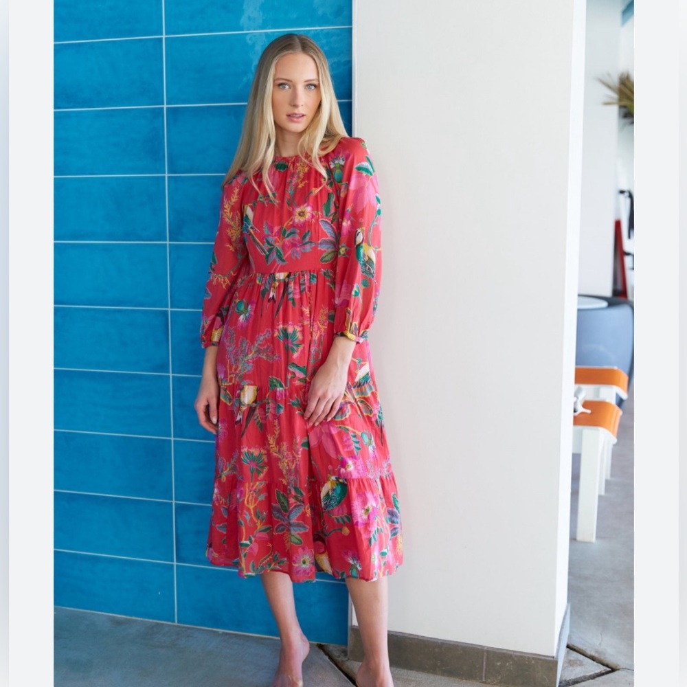 New BANJANAN Autumn Dress in Paradise Pink Ss XS